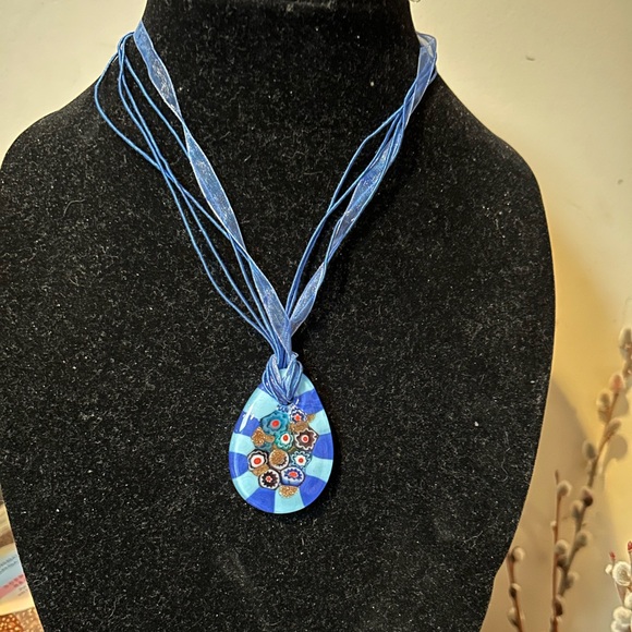 Jewelry - Millefiori Teardrop Pendant Necklace 10.2 in